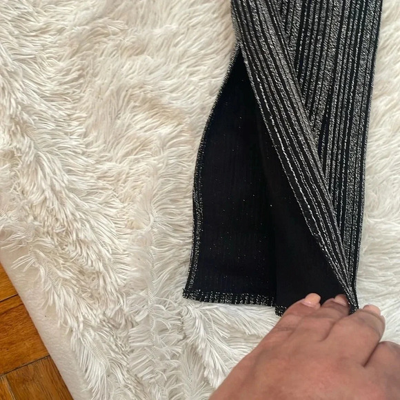 Reformation Largo side slit high Rise metallic pants in gray and black - Picture 9 of 12